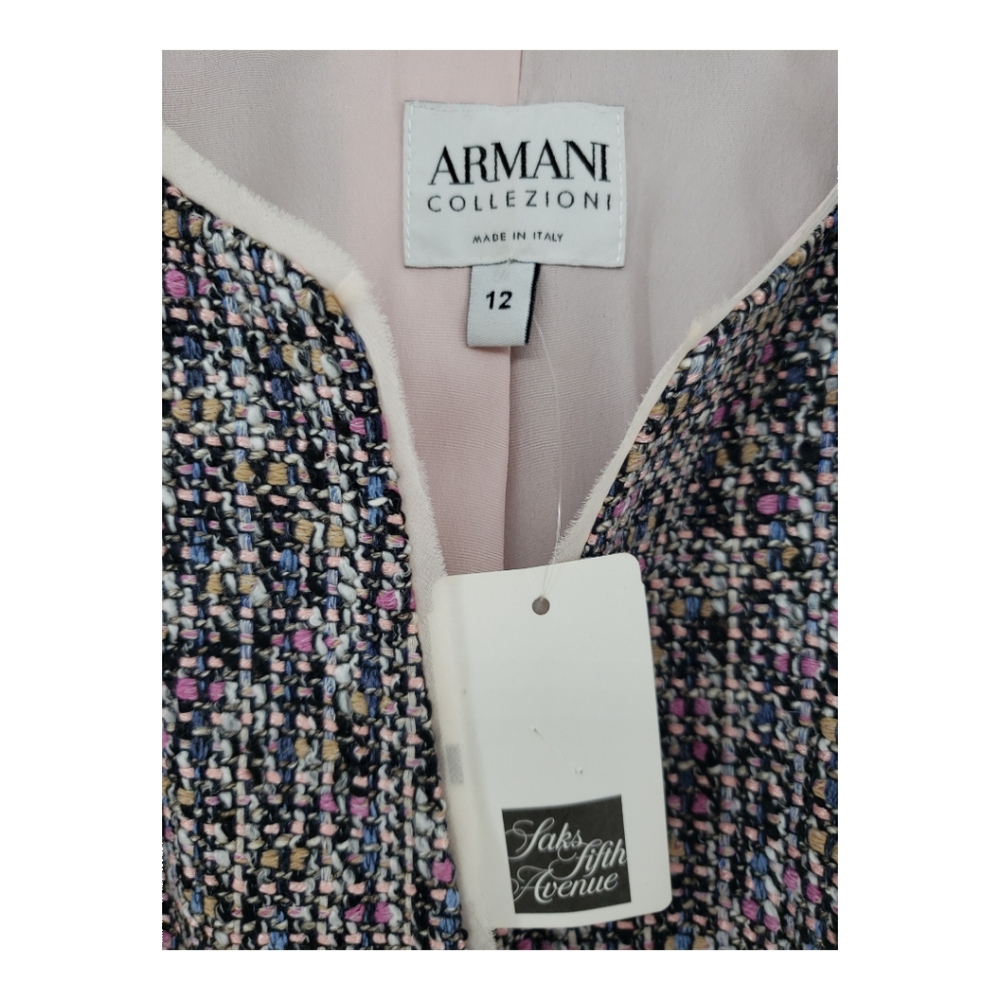 Armani Collezioni NWT 3 Button Blazer Size 12 Black Pink Multi Retail $1,125 - Picture 3 of 12